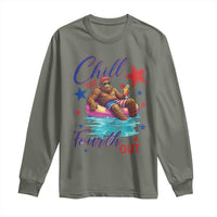 Funny Bigfoot 4th Of July Long Sleeve Shirt Chill The Fourth Out