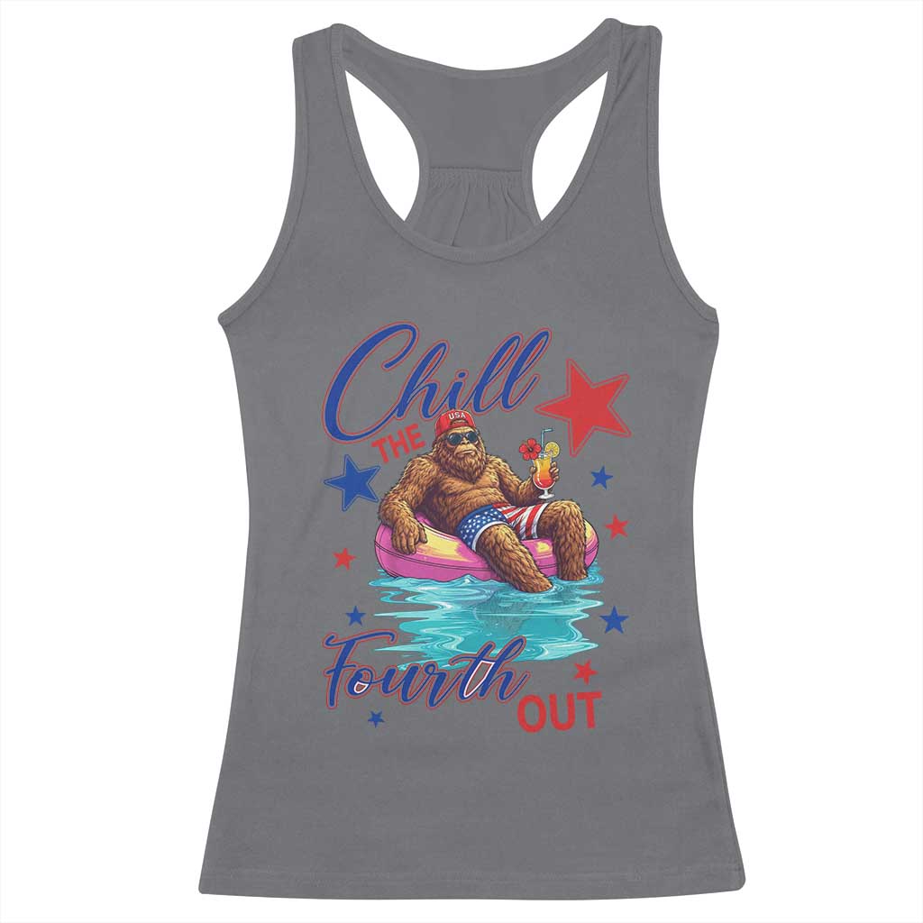 Funny Bigfoot 4th Of July Racerback Tank Top Chill The Fourth Out