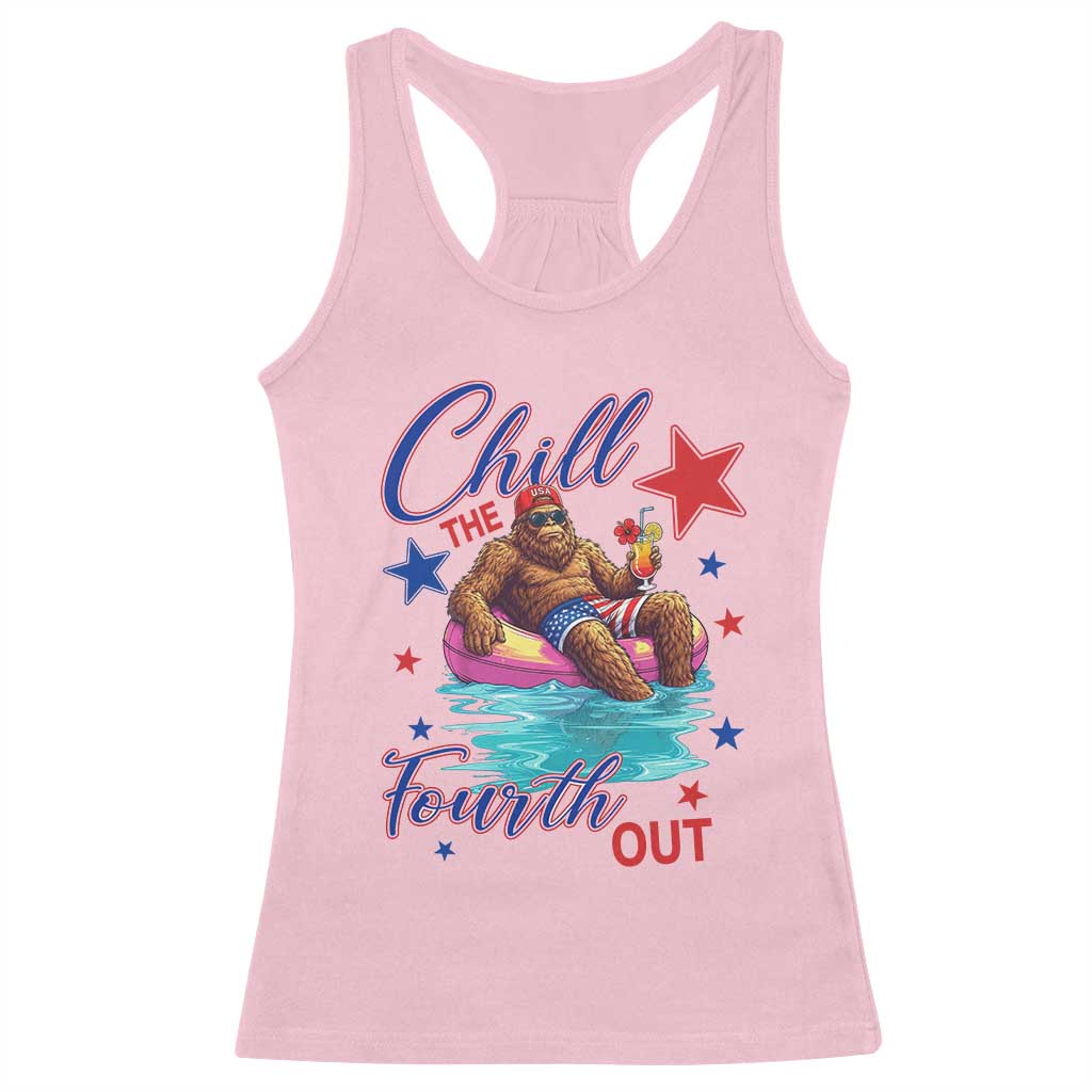 Funny Bigfoot 4th Of July Racerback Tank Top Chill The Fourth Out
