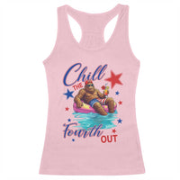 Funny Bigfoot 4th Of July Racerback Tank Top Chill The Fourth Out