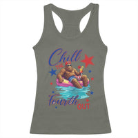 Funny Bigfoot 4th Of July Racerback Tank Top Chill The Fourth Out