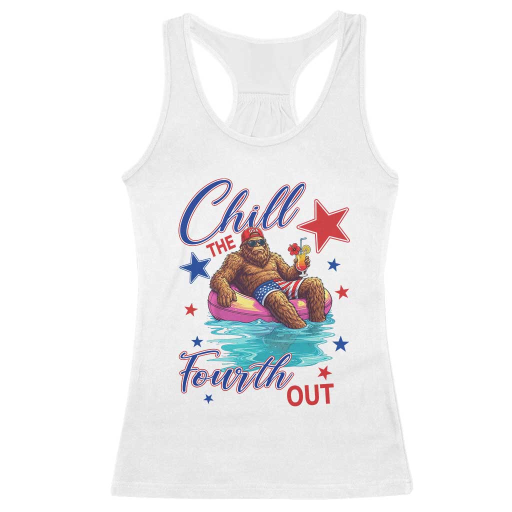 Funny Bigfoot 4th Of July Racerback Tank Top Chill The Fourth Out