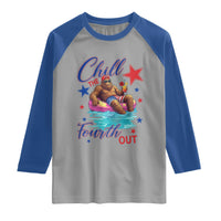 Funny Bigfoot 4th Of July Raglan Shirt Chill The Fourth Out