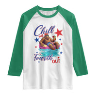 Funny Bigfoot 4th Of July Raglan Shirt Chill The Fourth Out