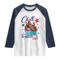 Funny Bigfoot 4th Of July Raglan Shirt Chill The Fourth Out