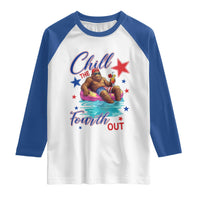 Funny Bigfoot 4th Of July Raglan Shirt Chill The Fourth Out