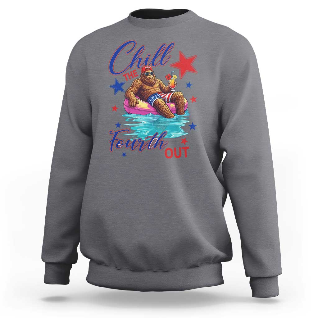 Funny Bigfoot 4th Of July Sweatshirt Chill The Fourth Out