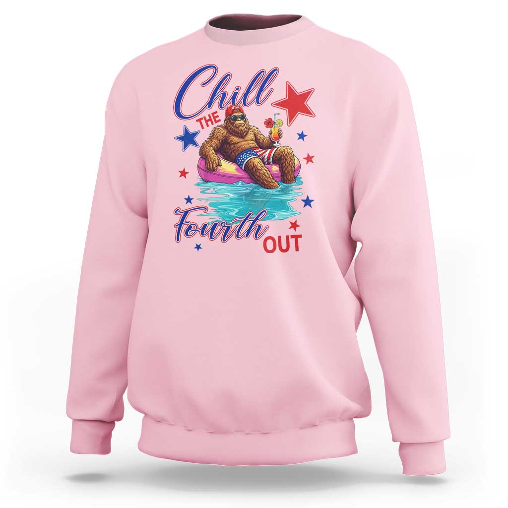 Funny Bigfoot 4th Of July Sweatshirt Chill The Fourth Out