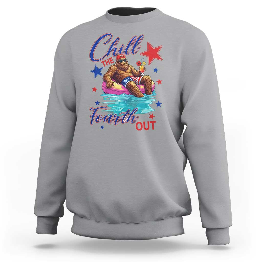 Funny Bigfoot 4th Of July Sweatshirt Chill The Fourth Out