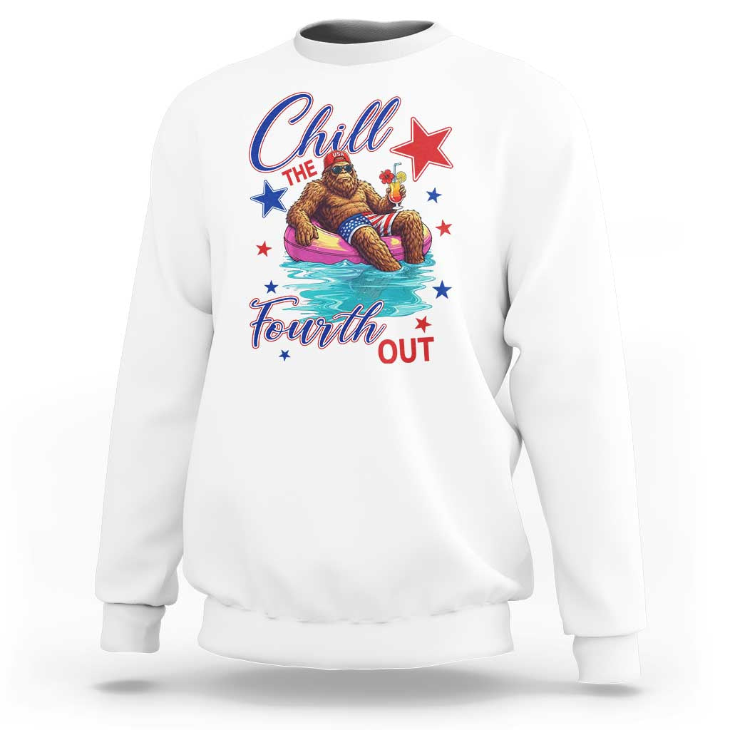 Funny Bigfoot 4th Of July Sweatshirt Chill The Fourth Out