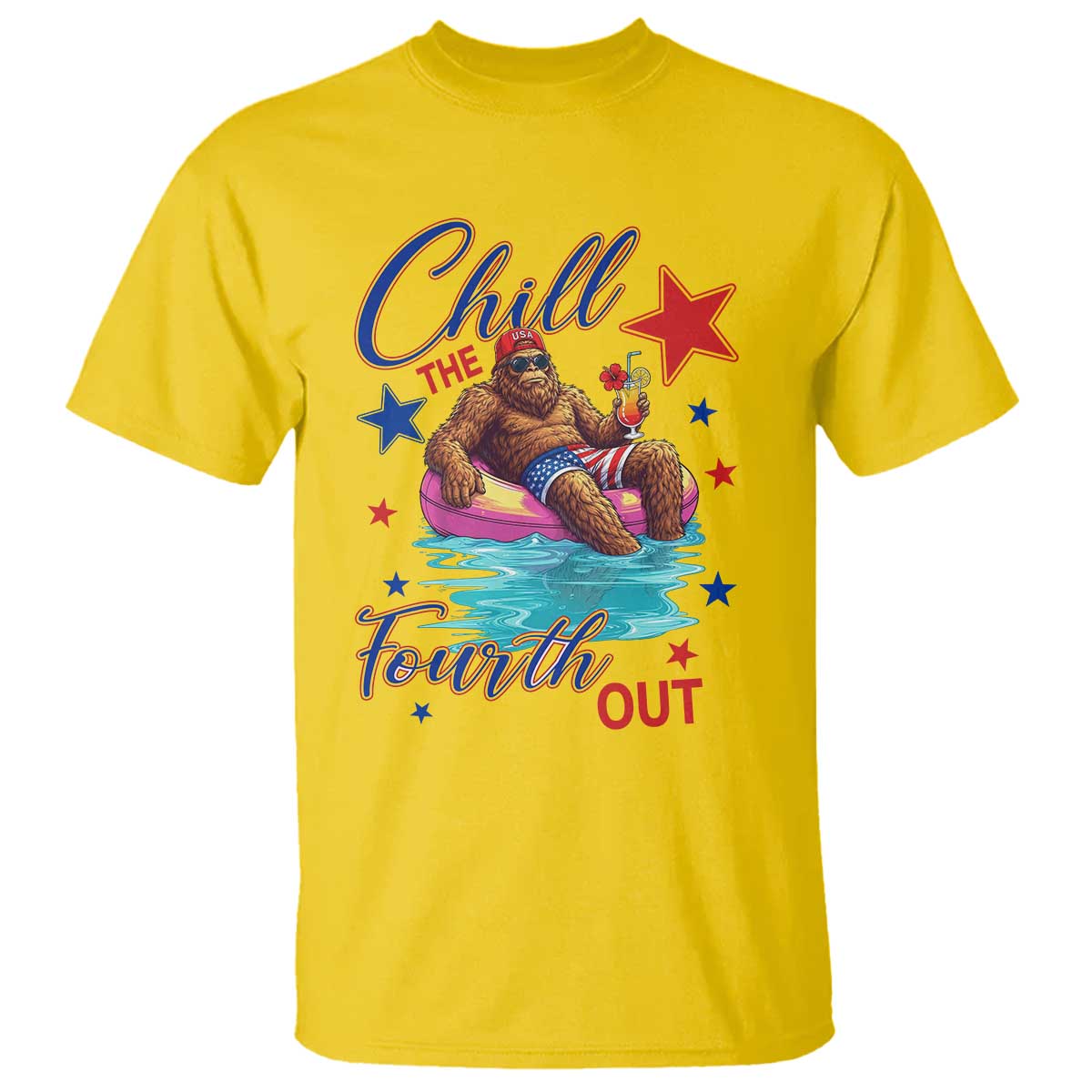 Funny Bigfoot 4th Of July T Shirt Chill The Fourth Out