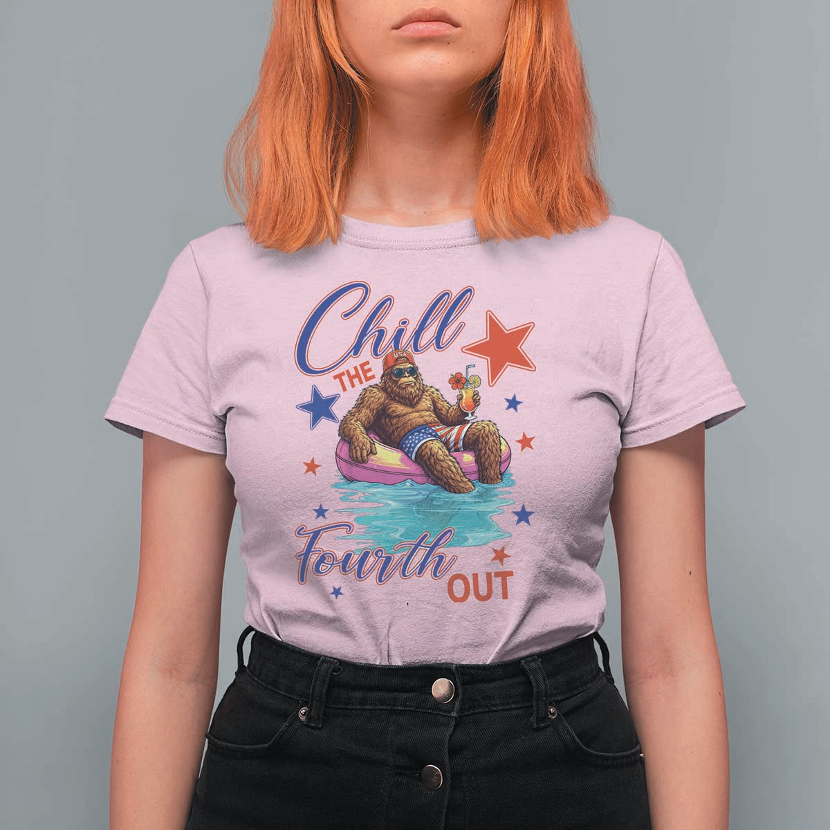 Funny Bigfoot 4th Of July T Shirt For Women Chill The Fourth Out