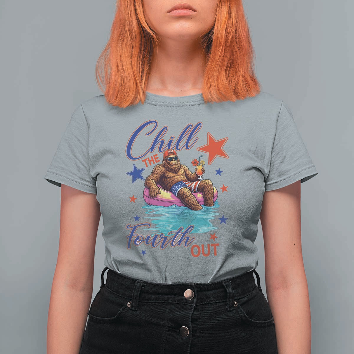 Funny Bigfoot 4th Of July T Shirt For Women Chill The Fourth Out