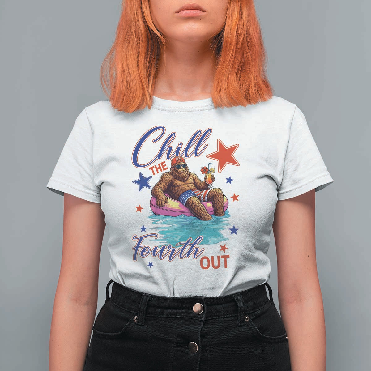 Funny Bigfoot 4th Of July T Shirt For Women Chill The Fourth Out