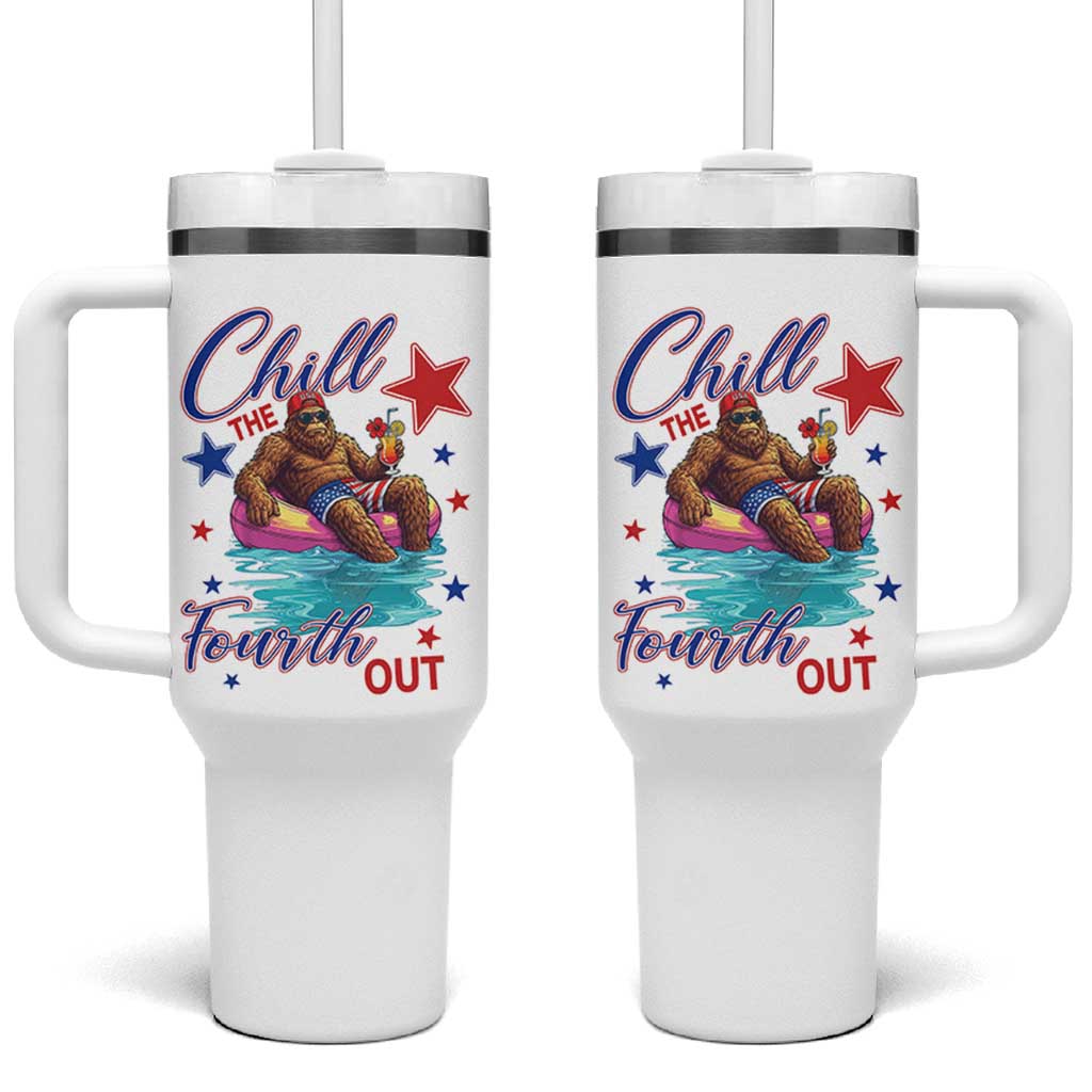 Funny Bigfoot 4th Of July Tumbler With Handle Chill The Fourth Out