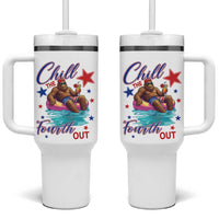 Funny Bigfoot 4th Of July Tumbler With Handle Chill The Fourth Out