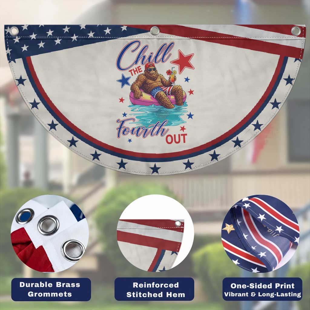 Funny Bigfoot 4th Of July Patriotic Fan Flag Chill The Fourth Out
