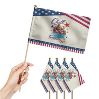 Funny Bigfoot 4th Of July Patriotic Handheld Flag Chill The Fourth Out