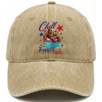 Funny Bigfoot 4th Of July Washed Cotton Baseball Cap Chill The Fourth Out