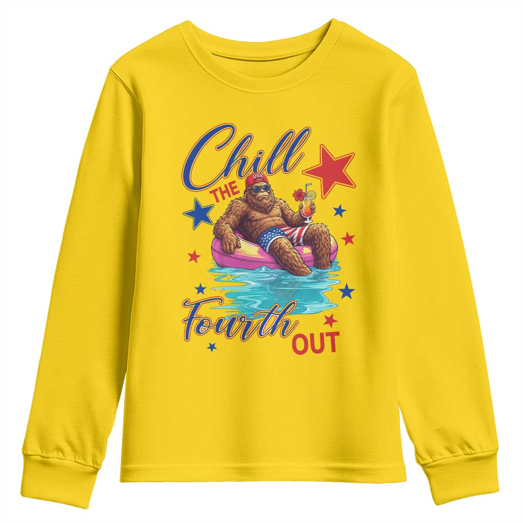 Funny Bigfoot 4th Of July Youth Sweatshirt Chill The Fourth Out