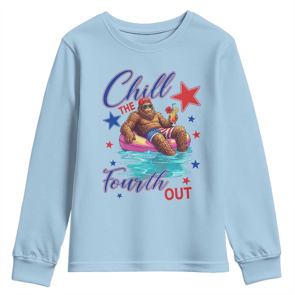 Funny Bigfoot 4th Of July Youth Sweatshirt Chill The Fourth Out