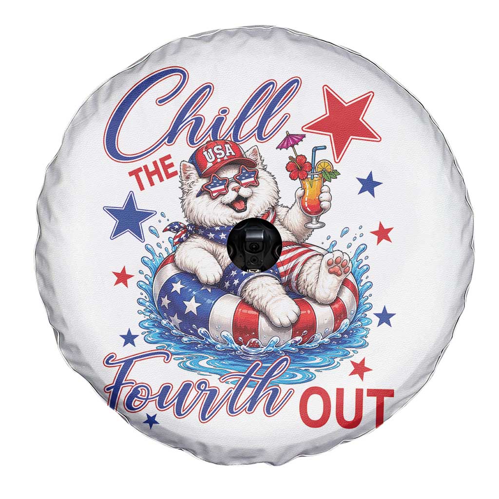 Funny Patriotic Persian Cat Spare Tire Cover Chill The Fourth Out