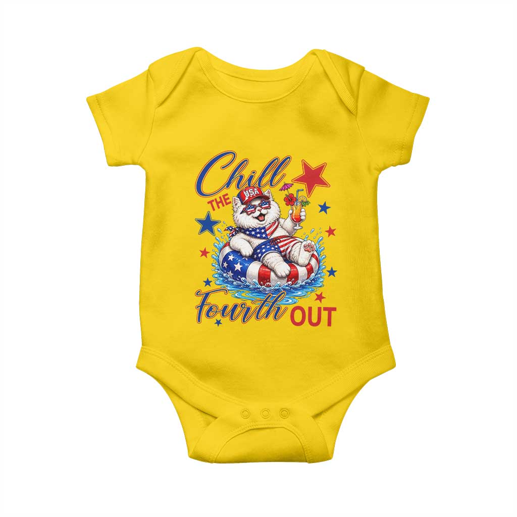 Funny Patriotic Persian Cat Baby Onesie Chill The Fourth Out