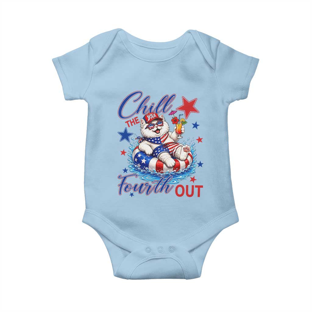 Funny Patriotic Persian Cat Baby Onesie Chill The Fourth Out