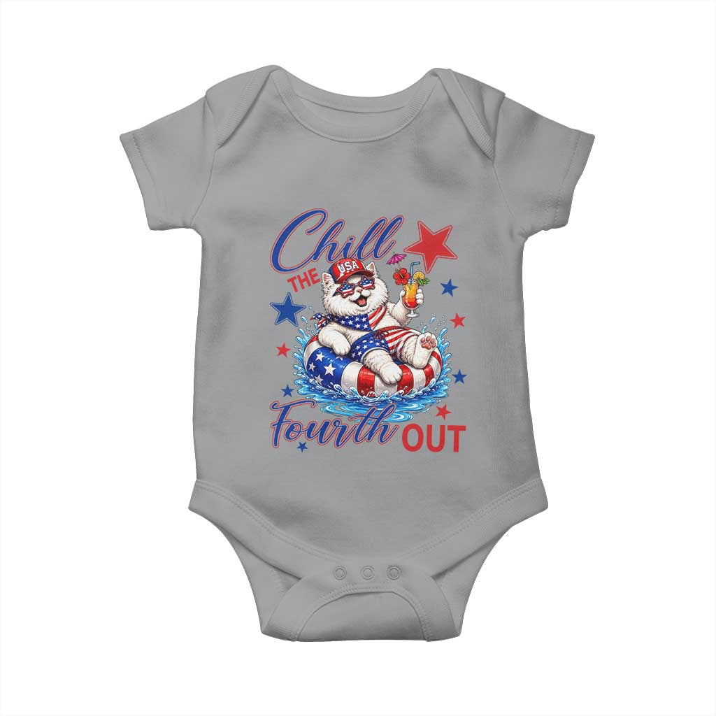 Funny Patriotic Persian Cat Baby Onesie Chill The Fourth Out