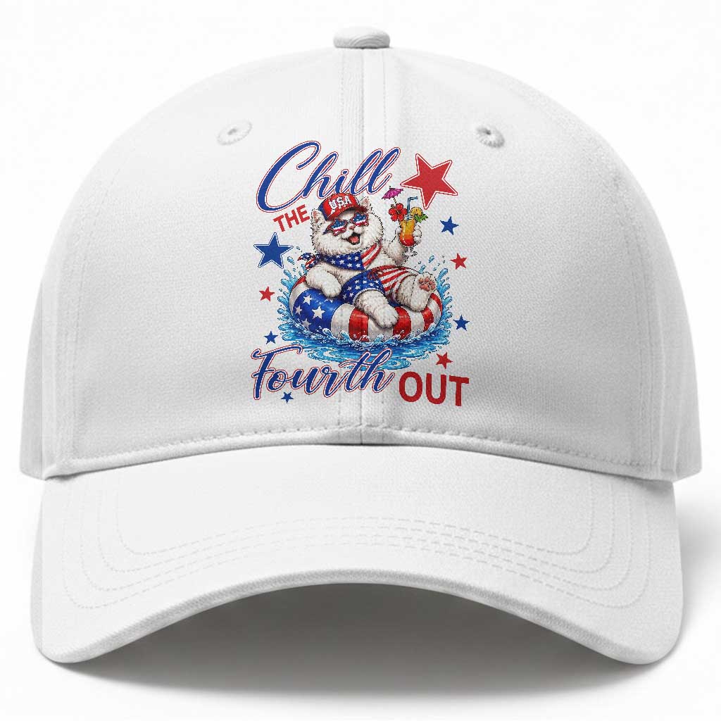 Funny Patriotic Persian Cat Baseball Cap Chill The Fourth Out