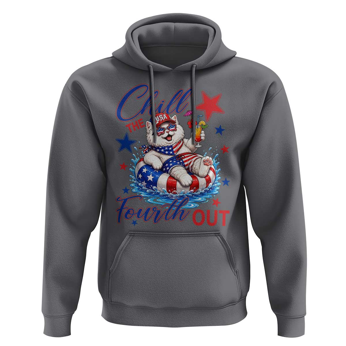 Funny Patriotic Persian Cat Hoodie Chill The Fourth Out