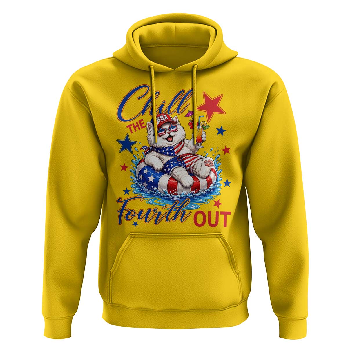 Funny Patriotic Persian Cat Hoodie Chill The Fourth Out
