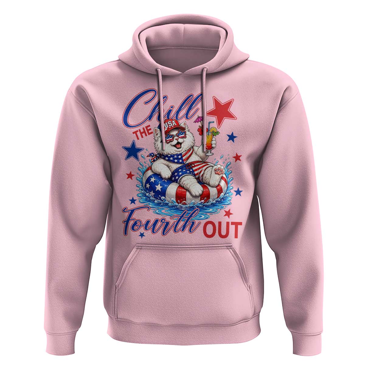 Funny Patriotic Persian Cat Hoodie Chill The Fourth Out