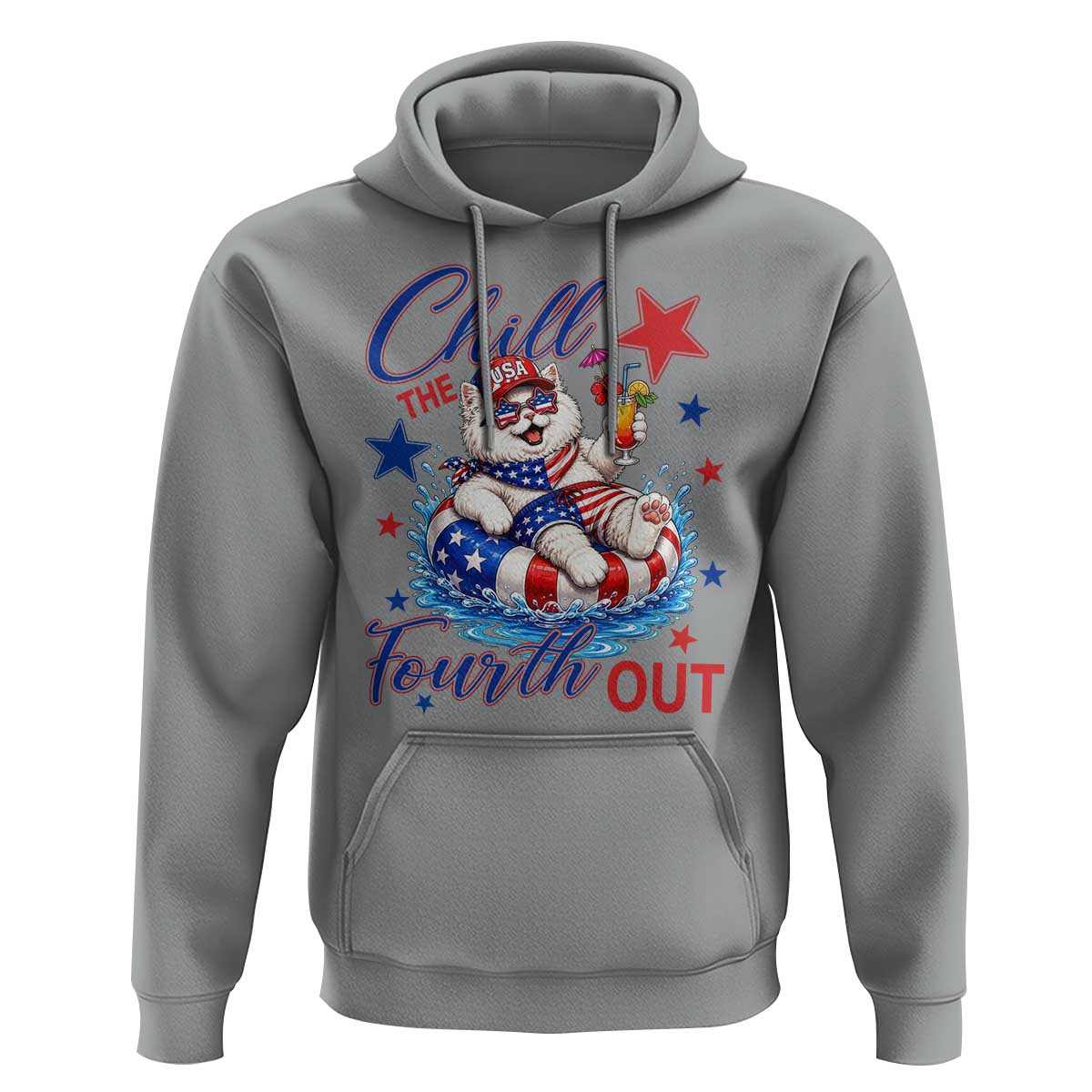 Funny Patriotic Persian Cat Hoodie Chill The Fourth Out