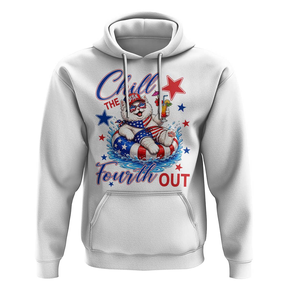 Funny Patriotic Persian Cat Hoodie Chill The Fourth Out