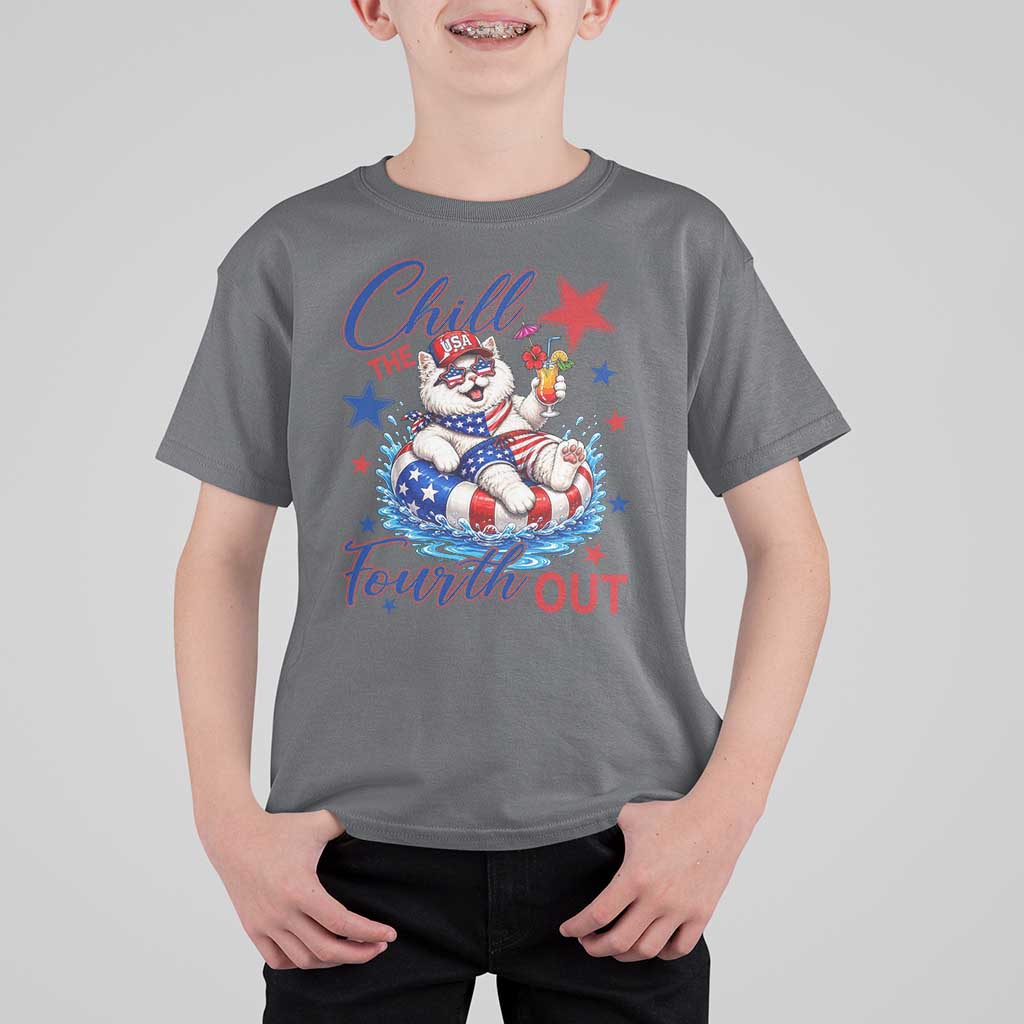 Funny Patriotic Persian Cat T Shirt For Kid Chill The Fourth Out