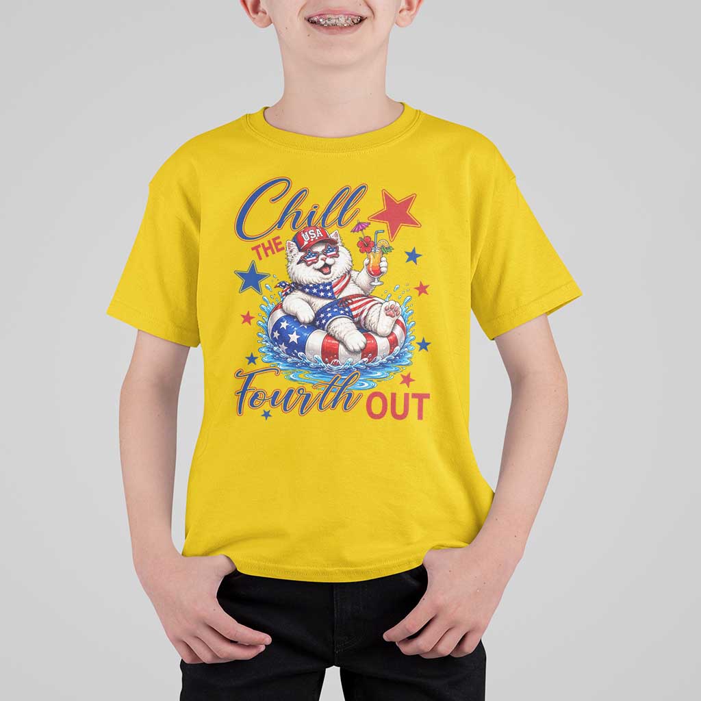 Funny Patriotic Persian Cat T Shirt For Kid Chill The Fourth Out