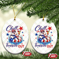 Funny Patriotic Persian Cat Ceramic Ornament Chill The Fourth Out