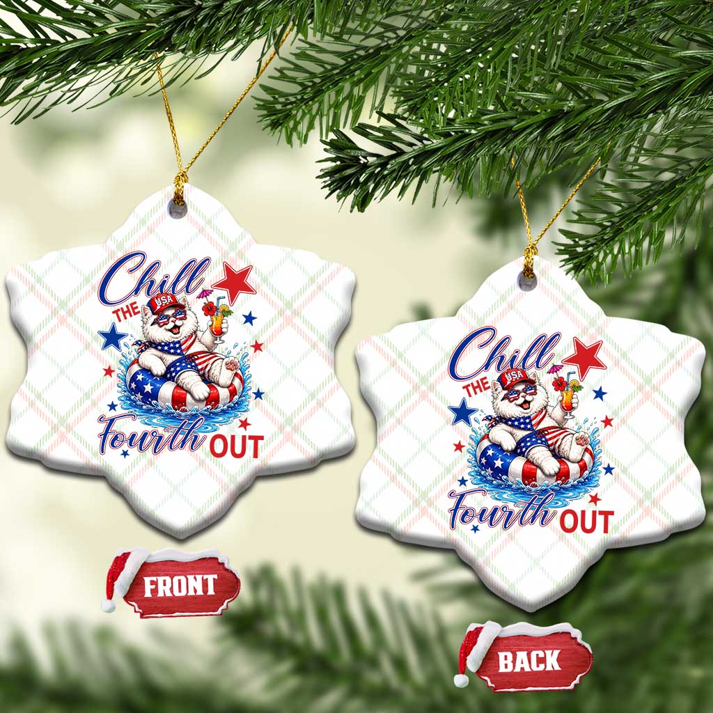 Funny Patriotic Persian Cat Ceramic Ornament Chill The Fourth Out