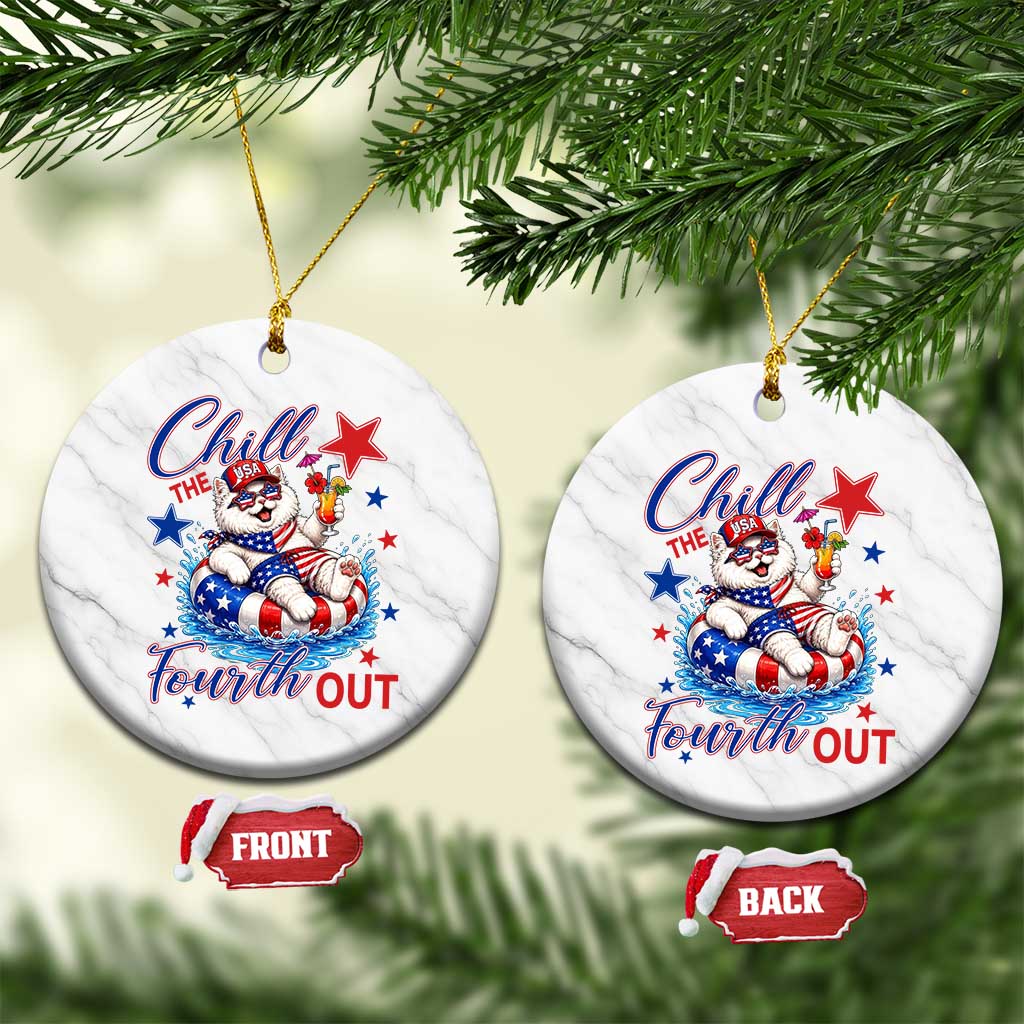 Funny Patriotic Persian Cat Ceramic Ornament Chill The Fourth Out