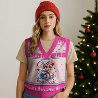 Funny Patriotic Persian Cat V-Neck Knit Sweater Vest Chill The Fourth Out