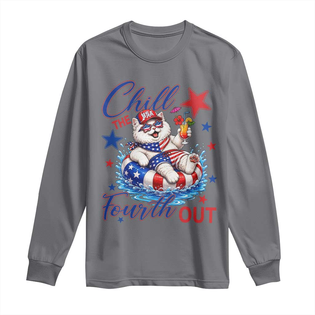 Funny Patriotic Persian Cat Long Sleeve Shirt Chill The Fourth Out