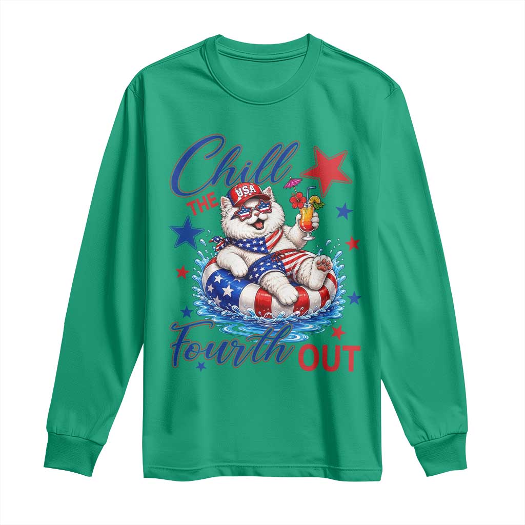 Funny Patriotic Persian Cat Long Sleeve Shirt Chill The Fourth Out