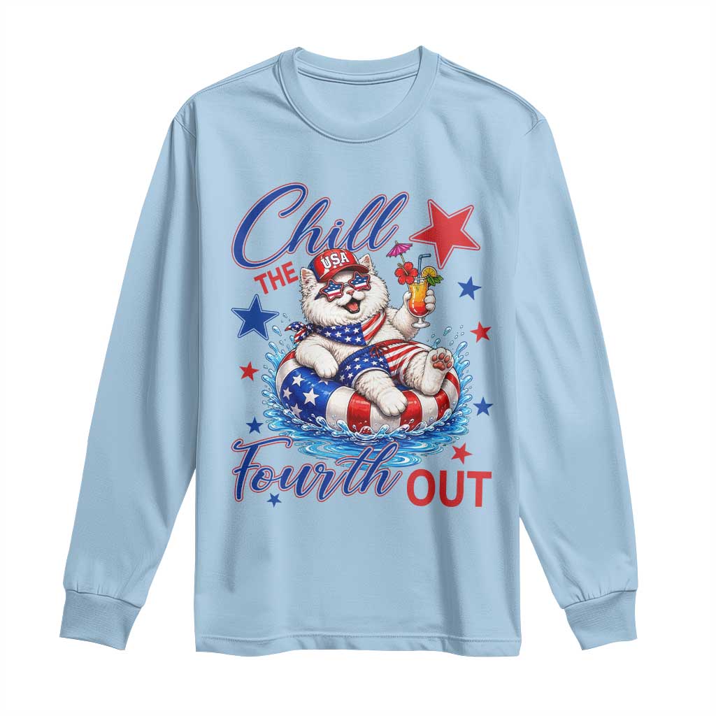 Funny Patriotic Persian Cat Long Sleeve Shirt Chill The Fourth Out