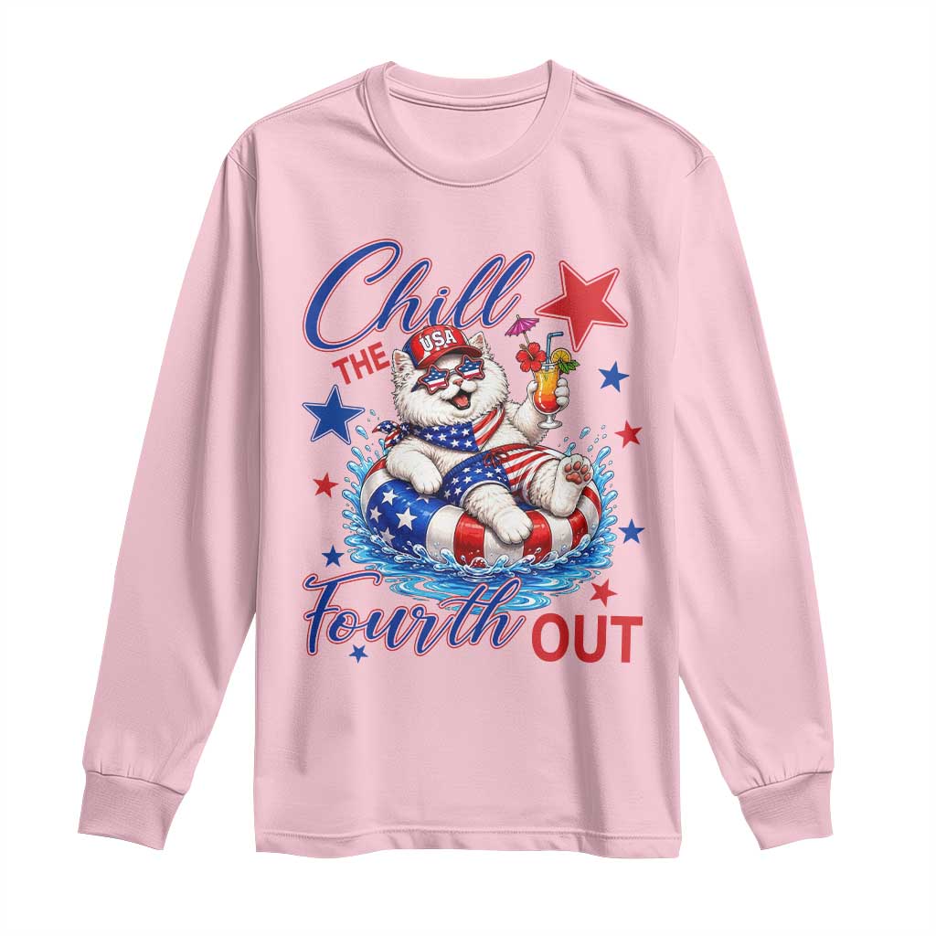 Funny Patriotic Persian Cat Long Sleeve Shirt Chill The Fourth Out