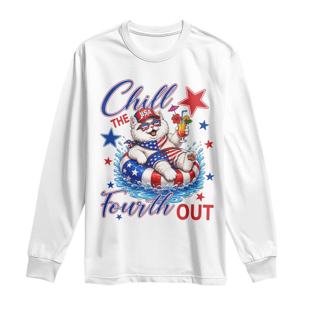 Funny Patriotic Persian Cat Long Sleeve Shirt Chill The Fourth Out