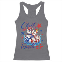 Funny Patriotic Persian Cat Racerback Tank Top Chill The Fourth Out