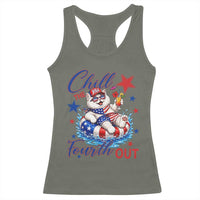 Funny Patriotic Persian Cat Racerback Tank Top Chill The Fourth Out