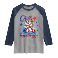 Funny Patriotic Persian Cat Raglan Shirt Chill The Fourth Out