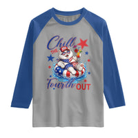 Funny Patriotic Persian Cat Raglan Shirt Chill The Fourth Out